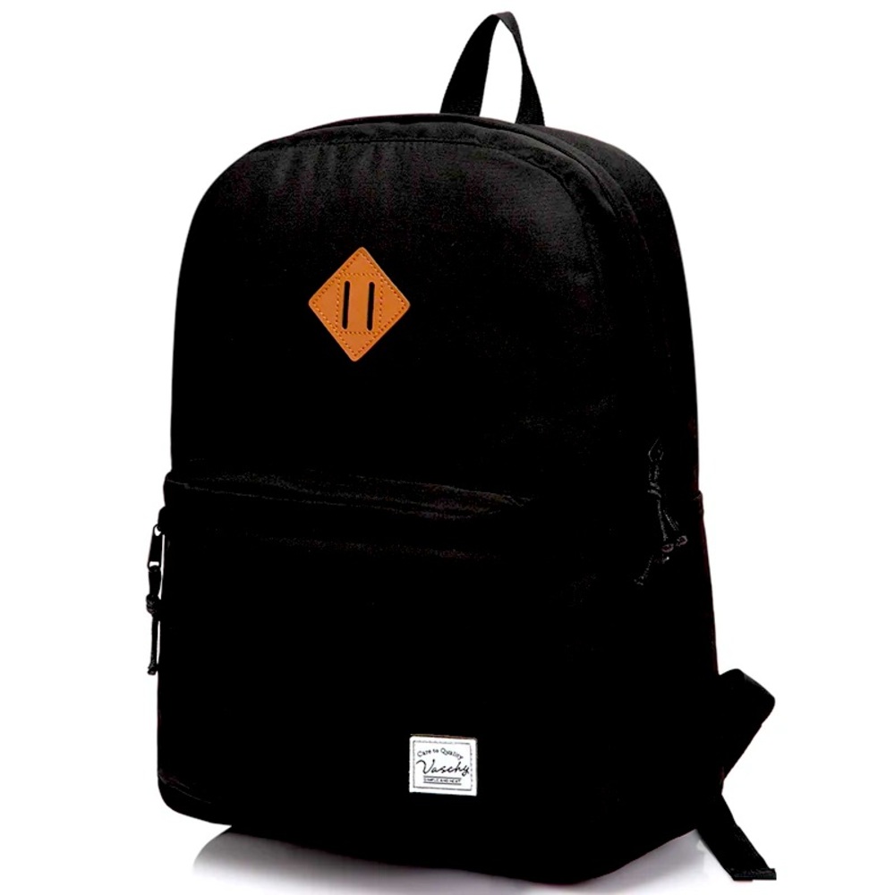 New VASCHY Classic Lightweight water Resistant Black Backpack
